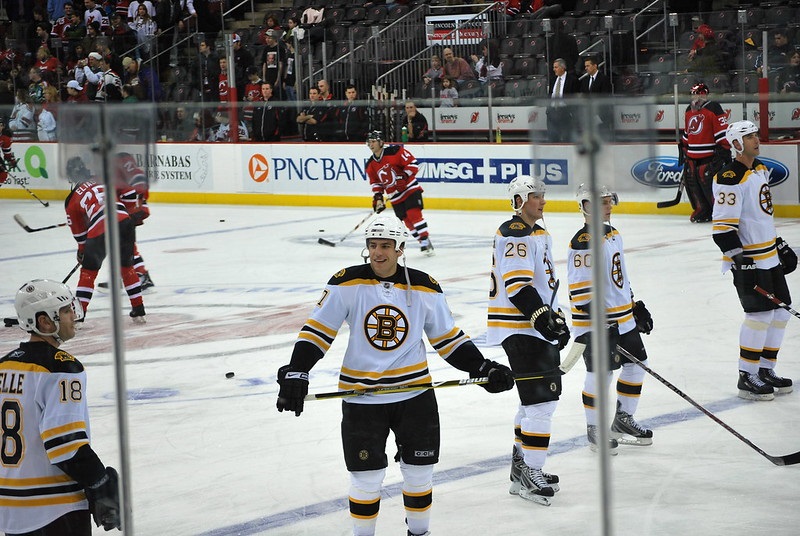 Photo of the Boston Bruins versus the New Jersey Devils.