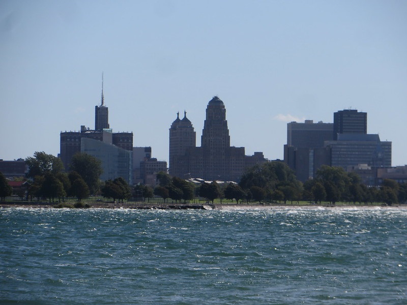 Photo of downtown Buffalo, New York and Lake Erie.