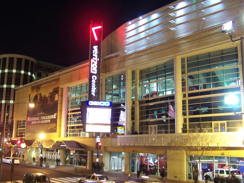 Exterior photo of Capital One Arena in Washington, D.C. Home of the Washington Capitals and Washington Wizards.
