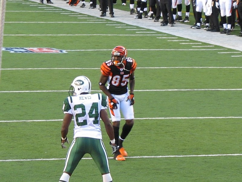 Photo of Cincinnati Bengals wide receive Chad Johnson playing versus the New York Jets.