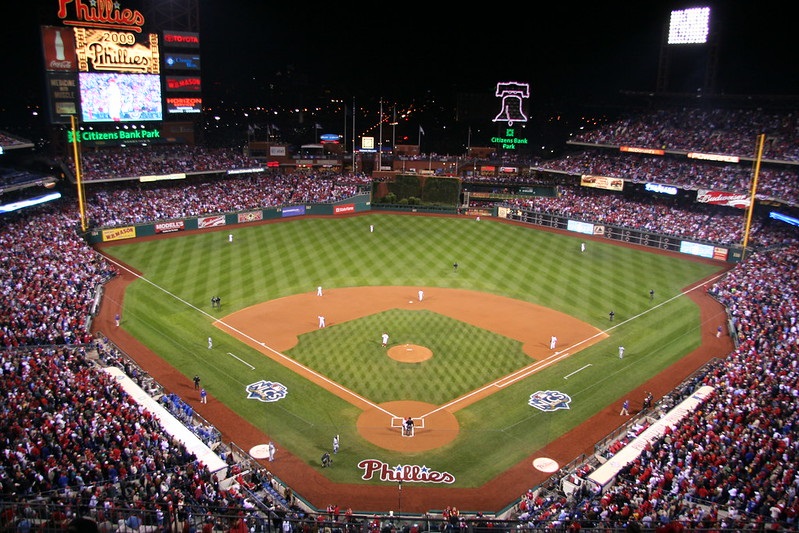 Photo of Citizens Bank Park taken from the upper level during a Philadelphia Phillies game.