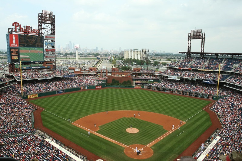 Panorama of Citizens Bank Park during a Philadelphia Phillies game.