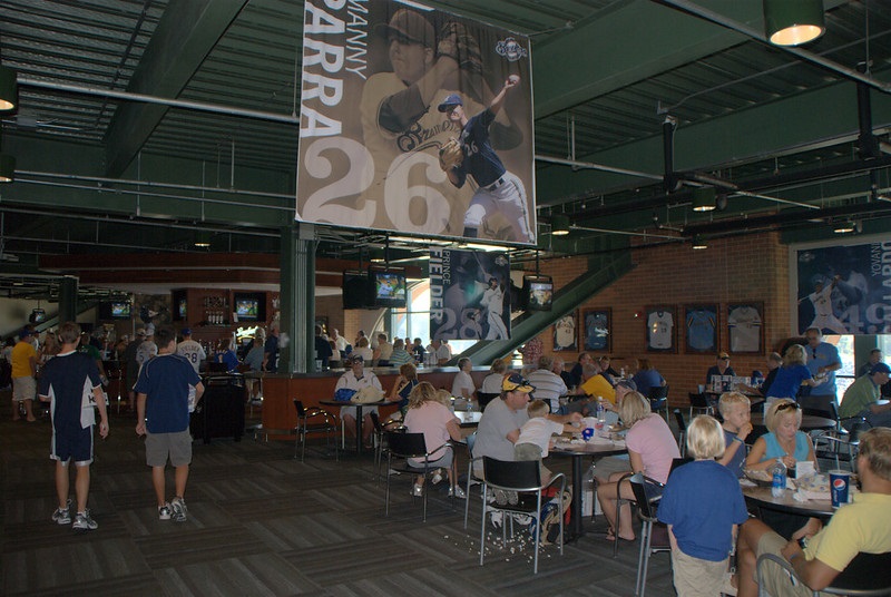 Photo of a concession area at Miller Park during a Milwaukee Brewers game.