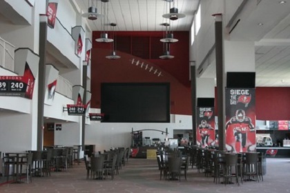Photo of the concourse at Raymond James Stadium, home of the Tampa Bay Buccaneers.