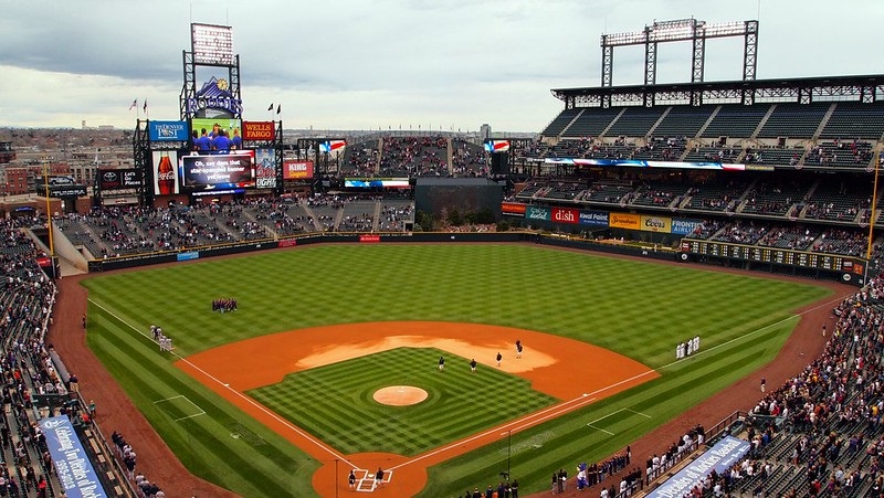 Photo of the infield at Coors Field from the 2nd level. Home of the Colorado Rockies.