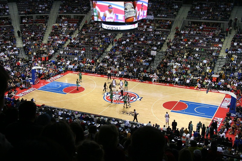Photo of a Detroit Pistons game at the Palace of Auburn Hills.