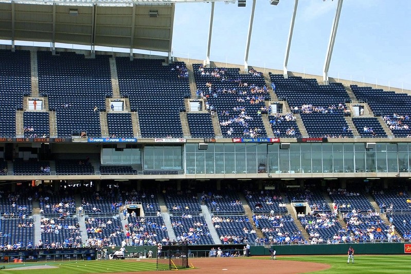 Photo of empty seats at Kauffman Stadium. Home of the Kansas City Royals.