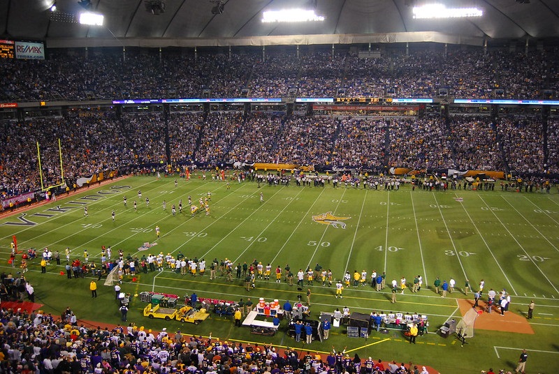 Photo of the field at the Hubert H Humphrey Metrodome. Home of the Minnesota Vikings.