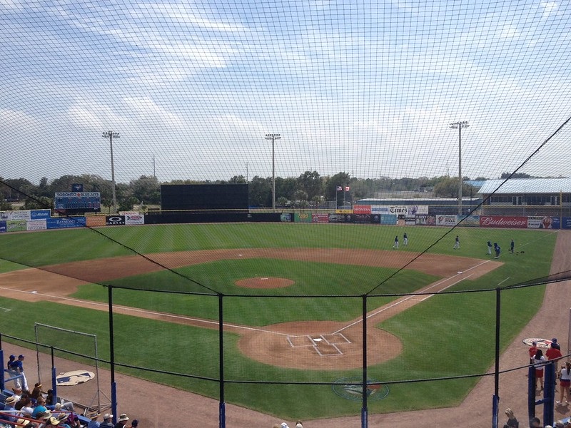 Photo of the playing field at Florida Auto Exchange Stadium in Dunedin, Florida.