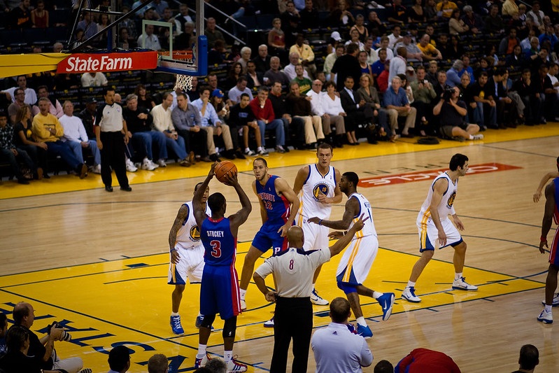 Photo taken during a Golden State Warriors game at Oracle Arena.
