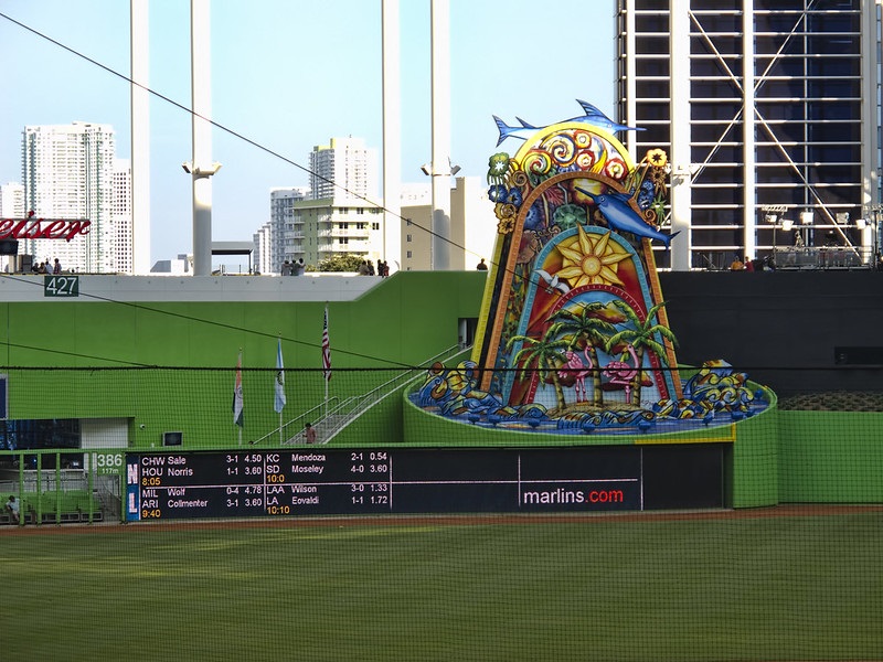 Photo of the home run sculpture at Marlins Park. Home of the Miami Marlins.