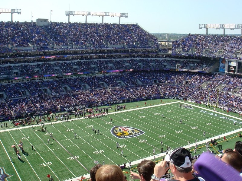 Photo taken from the upper level of M&T Bank Stadium during a Baltimore Ravens game.