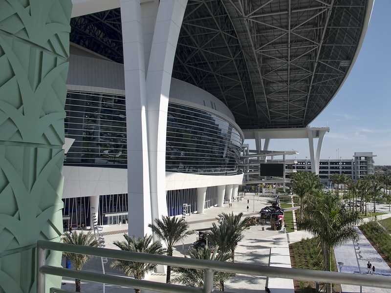Exterior photo of Marlins Park. Home of the Miami Marlins.