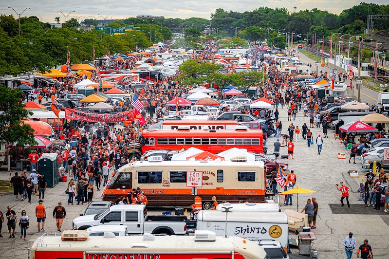 Photo of Cleveland Browns tailgating in the Muni Lot at FirstEnergy Stadium.