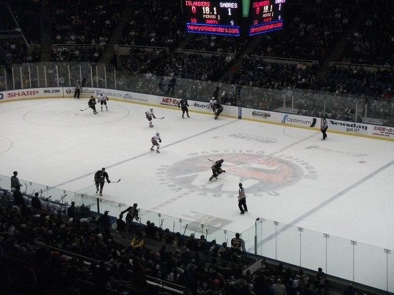 Photo of a New York Islanders game vs. the Buffalo Sabres at Nassau Coliseum.