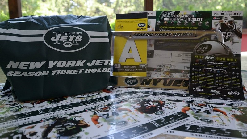 Photo of a season ticket package sent to a New York Jets season ticket holder.