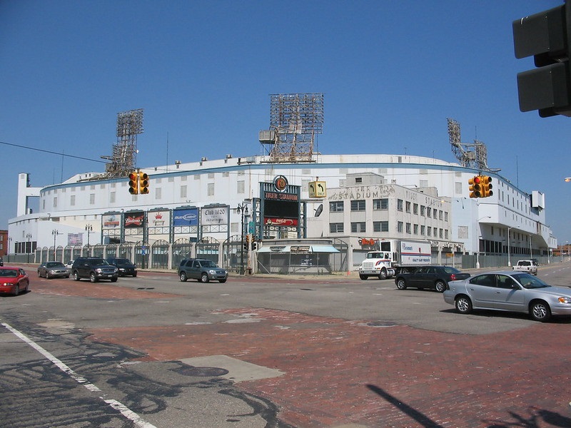 Photo of old Tiger Stadium in Detroit, Michigan.
