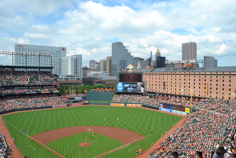 Photo of Oriole Park at Camden Yards taken from the upper level. Home of the Baltimore Orioles.