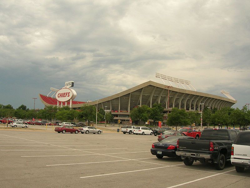 Photo of a large parking lot outside of Arrowhead Stadium. Home of the Kansas City Chiefs.