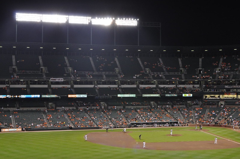 Photo of a poorly attended Baltimore Orioles game at Oriole Park at Camden Yards.