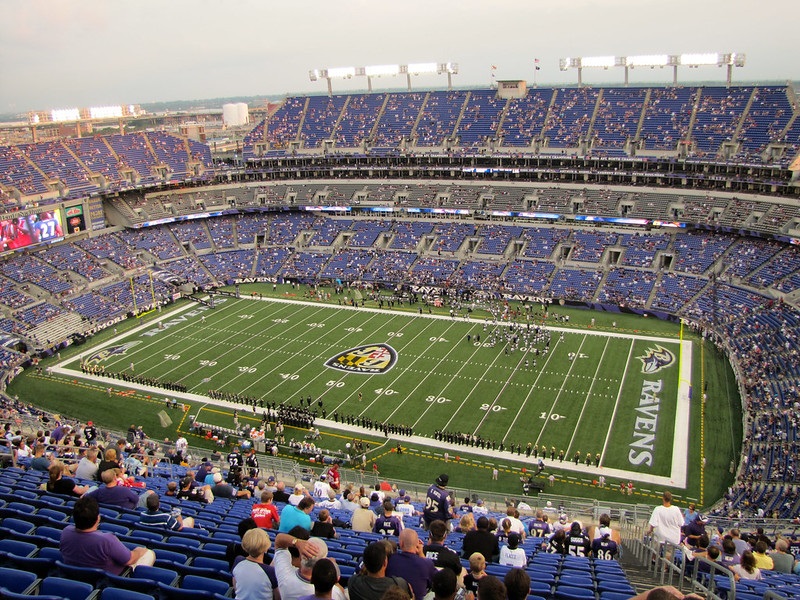 Photo of a poorly attended Baltimore Ravens game at M&T Bank Stadium.