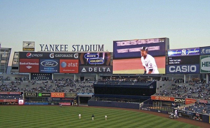 Photo of a poorly attended New York Yankees game at Yankee Stadium.