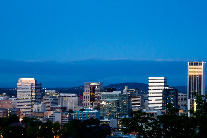 Photo of the Portland, Oregon downtown skyline.
