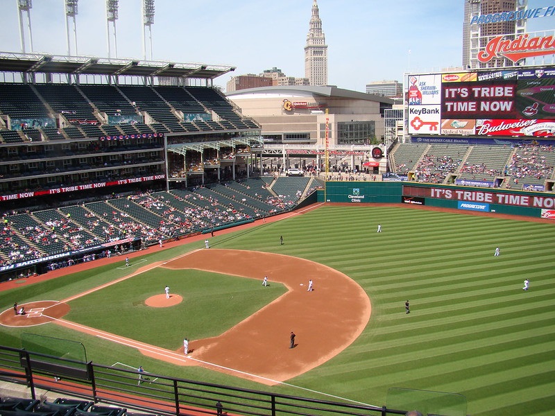 Photo of Progressive Field taken from the 1st base side.
