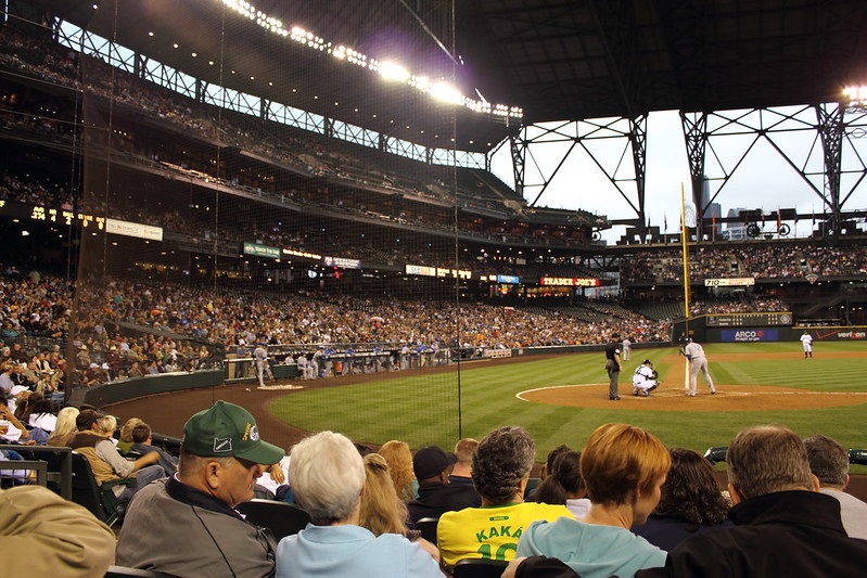 Photo of the protective netting system at Safeco Field. Home of the Seattle Mariners.