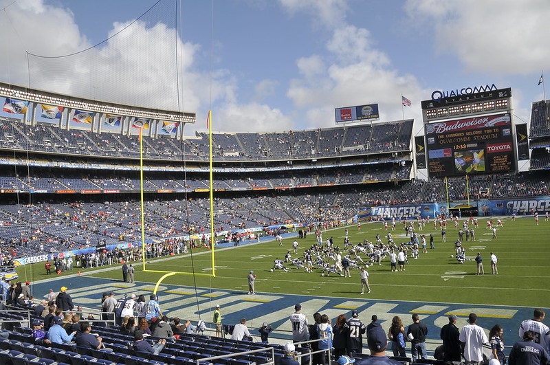 Photo of Qualcomm Stadium before a San Diego Chargers home game.