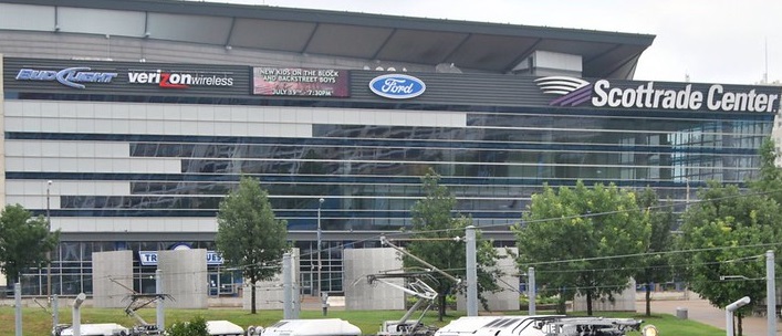 Exterior photo of the Scottrade Center. Home of the St. Louis Blues.