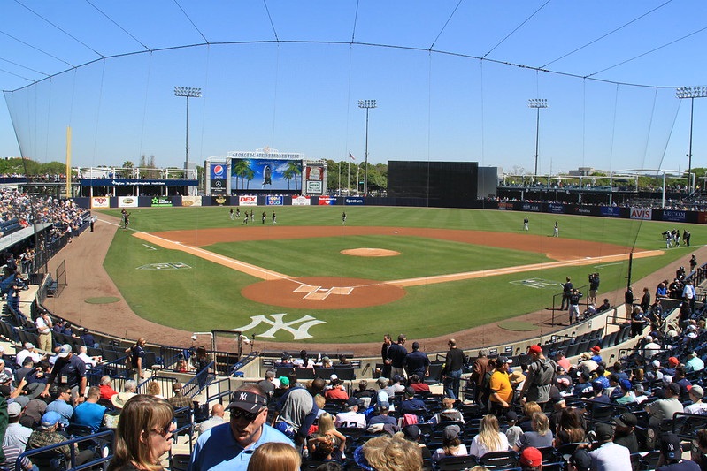 Photo of the playing field at Steinbrenner Field in Tampa, Florida.