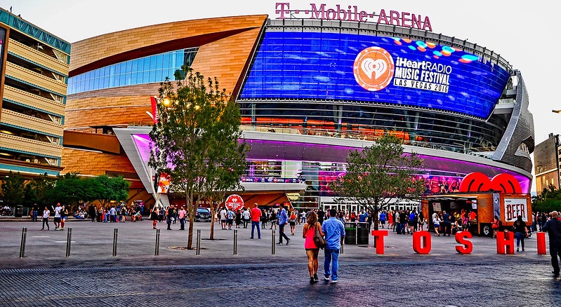Exterior photo of T-Mobile Arena in Las Vegas, Nevada. 