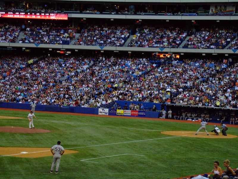 Photo of a Toronto Blue Jays versus New York Yankees game at the Rogers Centre.