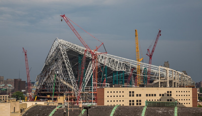 Photo of the construction site for U.S. Bank Stadium in Minneapolis, Minnesota. Home of the Minnesota Vikings.
