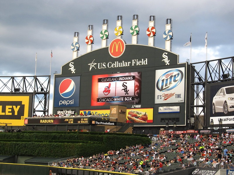 Photo of the outfield scoreboard at U.S. Cellular Field. Home of the Chicago White Sox.