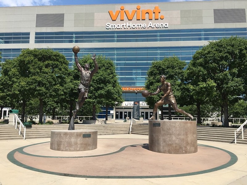 Photo of the main entrance at Vivint Smart Home Arena. Home of the Utah Jazz.
