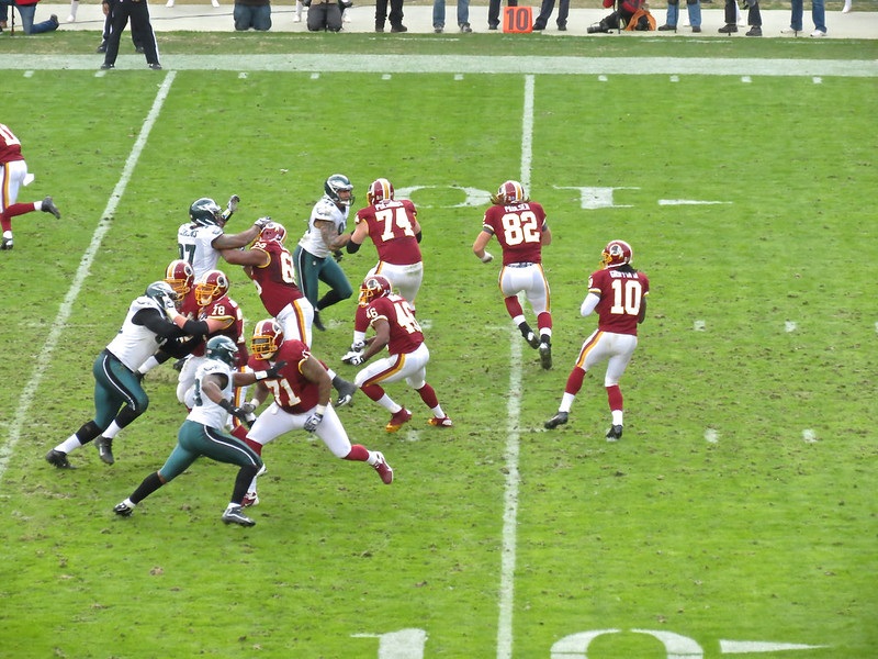 Photo of a Washington Redskins versus Philadelphia Eagles game at Fedex Field.