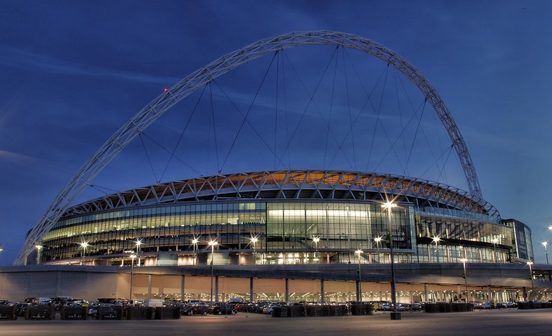 Photo of Wembley Stadium in London, England.