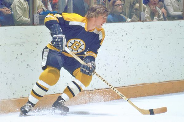 Photo of legendary defenseman Bobby Orr of the Boston Bruins. 