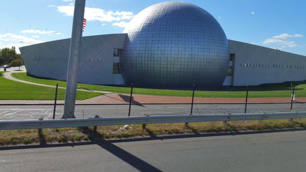 Exterior photo of the Naismith Basketball Hall of Fame in Springfield, Massachusetts