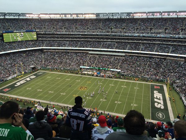 View of the field at Metlife Stadium from the upper level.