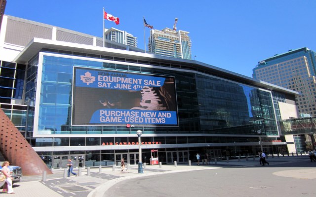 Exterior photo of the Air Canada Centre, current home of the Toronto Maple Leafs.