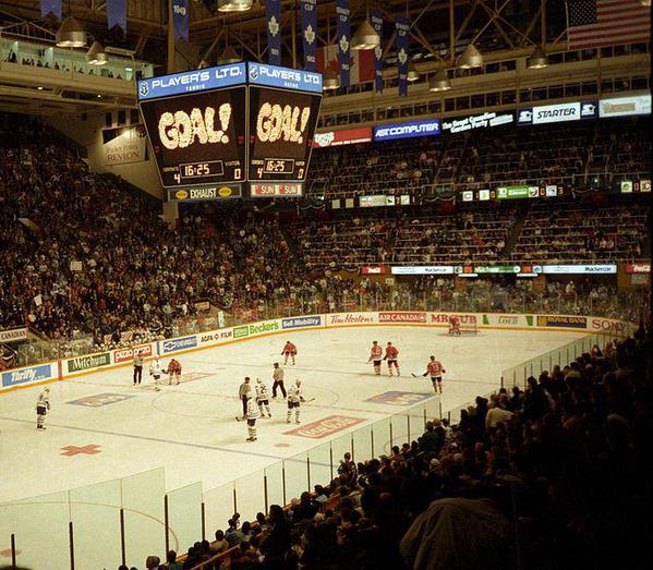 Photo of the ice at Maple Leaf Gardens, former home of the Toronto Maple Leafs.
