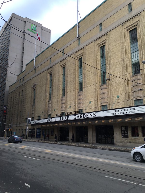 An exterior photo of Maple Leaf Gardens.