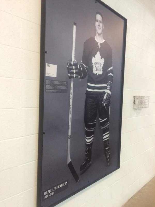 Photo of a Toronto Maple Leafs portrait in the concourses of Maple Leaf Gardens.