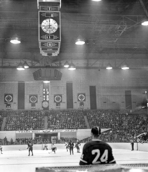 Photo of the old scoreboard at Maple Leaf Gardens in Toronto, Ontario.
