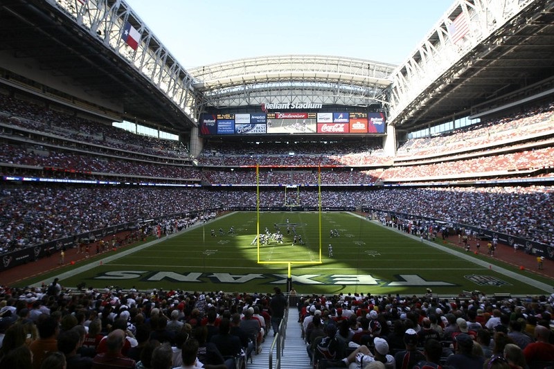 Photo taken from the field level seats at NRG Stadium during a Houston Texans home game.