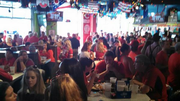 Photo of Cincinnati Reds fans at Tin Roof at The Banks.