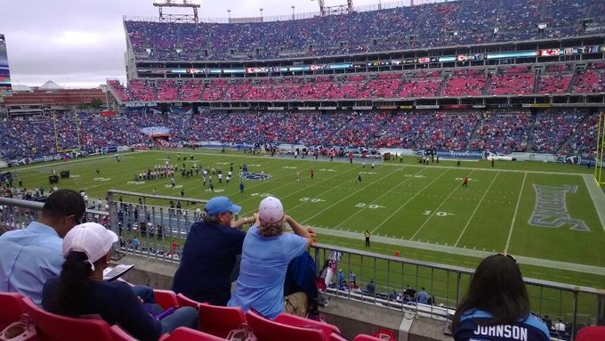 View from the club level seats at Nissan Stadium during a Tennessee Titans game.